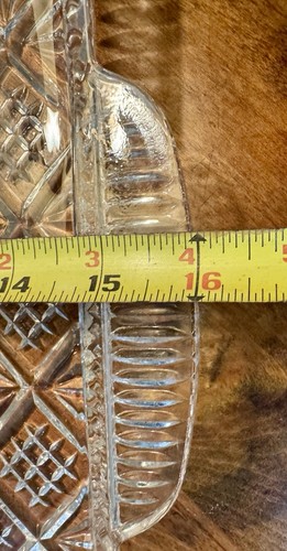 Vintage Lead Crystal Heavy Thick Glass Rectangular Serving Tray Dish - Picture 6 of 10