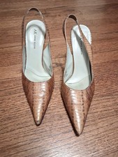 Vintage Anne Klein Y2K Leather Pointy Toed Animal Print Slingbacks -Size 8.5