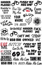 40 Naughty Temporary Tattoos Adult Body Art Slave Kinky Sex Hot Slutty Stickers