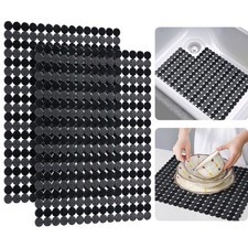 2 Pack PVC Adjustable Kitchen Sink Mat Protector Liner 15.7x11.8 Black