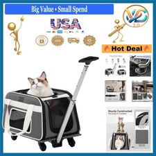 Airline Approved Cat Carrier with Wheels for Small Dogs and Cats Gray