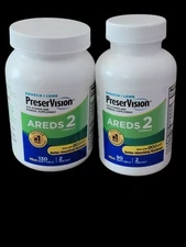 *TWO* Bausch+Lomb PreserVision AREDS 2 Eye Vitamins 90/130 Mini SoftGels