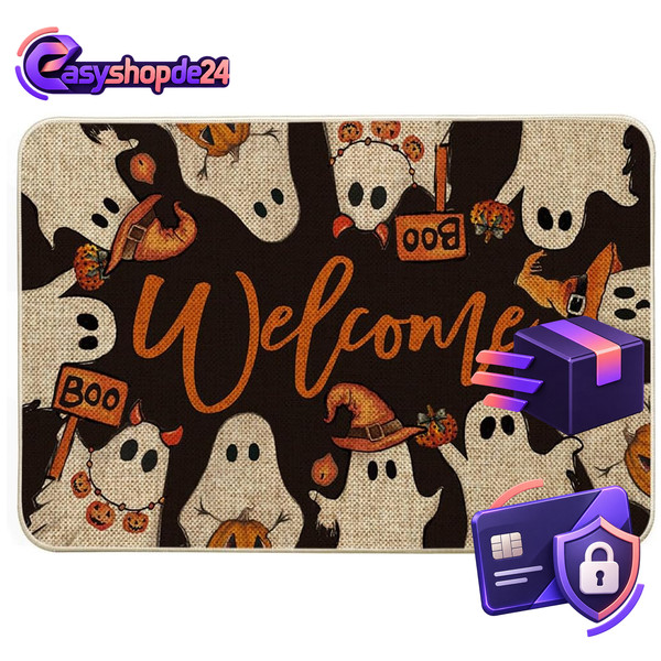 FußMatte Boo Geist KüRbisse Welcome Halloween 40X60 Cm Deko Eingang-image