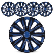 15 Universal Wheel Rim Covers Hubcaps Set Of 4 Black Blue Lacquer Abs Pc Snap-on
