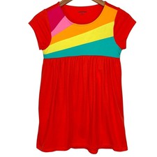 Lands  End Girls Colorful Rainbow Dress Size Medium 10/12