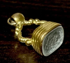 Victorian Pinchbeck Georgian Grey Iolite Intaglio Fob Gentleman ~ See Discounts