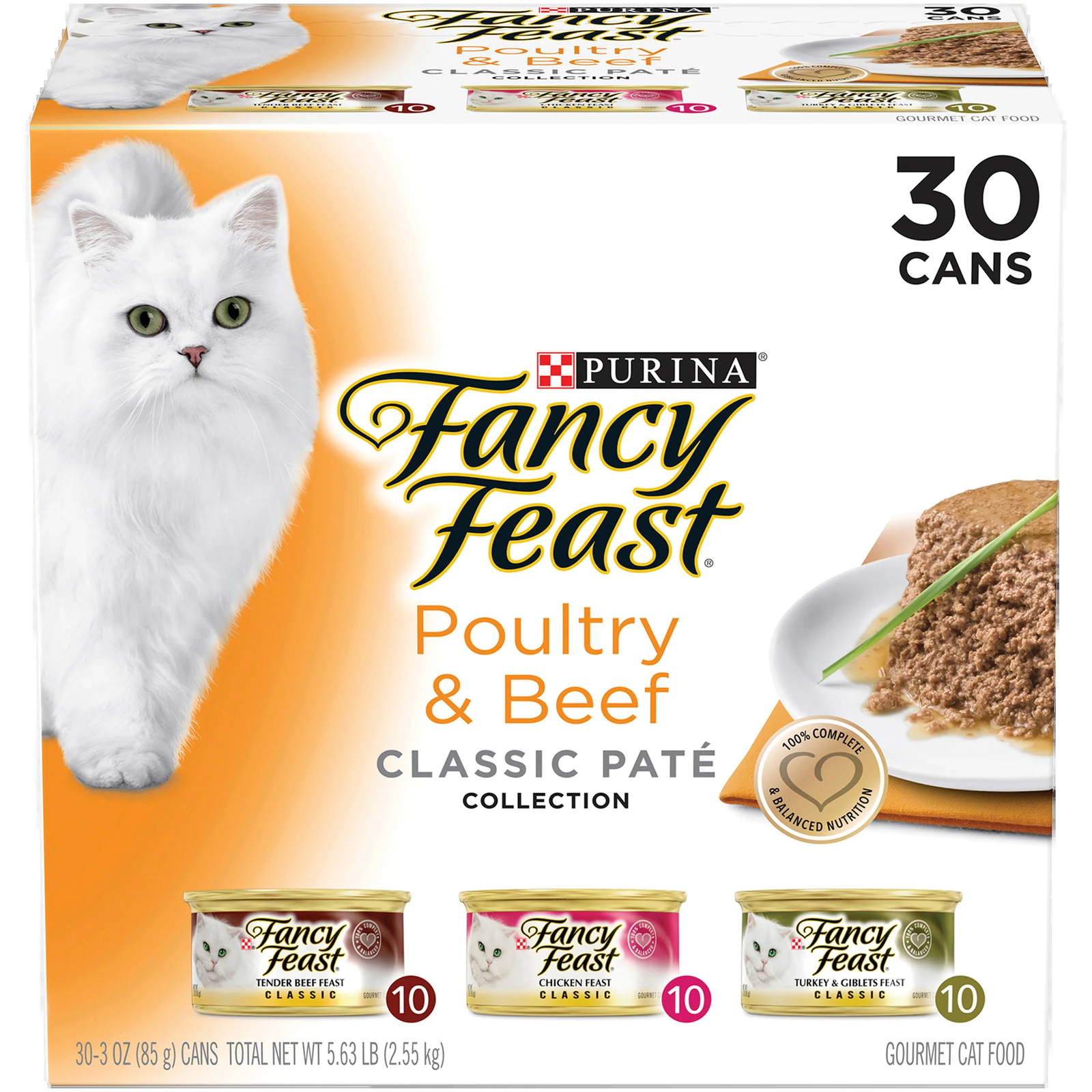 Purina  Classic Collection Pate Wet Cat Food, Poultry & Beef, 3 Oz Cans (30 Pack