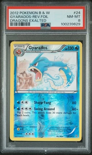 2012 Pokemon Black & White Dragons Exalted Gyarados Reverse Holo Foil #24 PSA 8