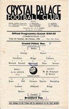 Crystal Palace Reserves v Brentford (Combination Cup) 1949/1950