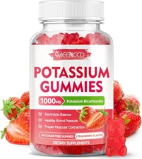 Potassium Gummies 1000mg, Bicarbonate 60 Count (Pack of 1) 