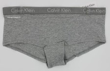 NWT Calvin Klein QP1897 "Motive" Cotton Logo Boyshorts, Light Gray 002