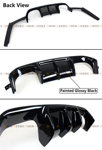 FOR 2015-19 BMW F80 M3 F82 F83 M4 GLOSS BLACK 3PC V STYLE REAR BUMPER DIFFUSER - Picture 3 of 5