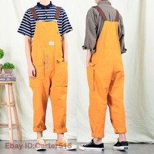 S-5XL Men's Retro Bib Overalls Cago Pants Loose Suspenders Trousers Workwear