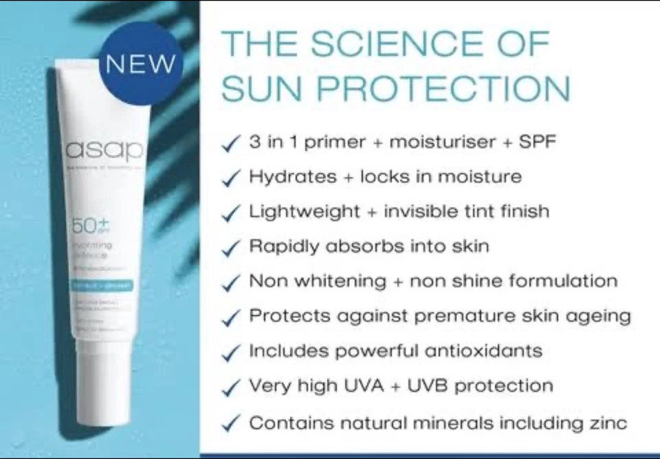 NEW ASAP moisturising defence SPF 50+ UVA UVB 75ml Moisturiser & Primer - image 3 of 4