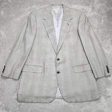 Oxxford Clothes Blazer 44L Beige Glen Check Orange Neiman Marcus Suit Jacket