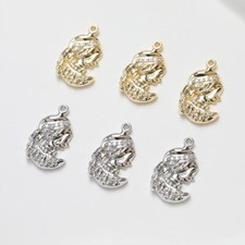 4pcs CZ Pave Girl Head Charm,Cubic Zirconia Girl Pendant,Queen Head Charm