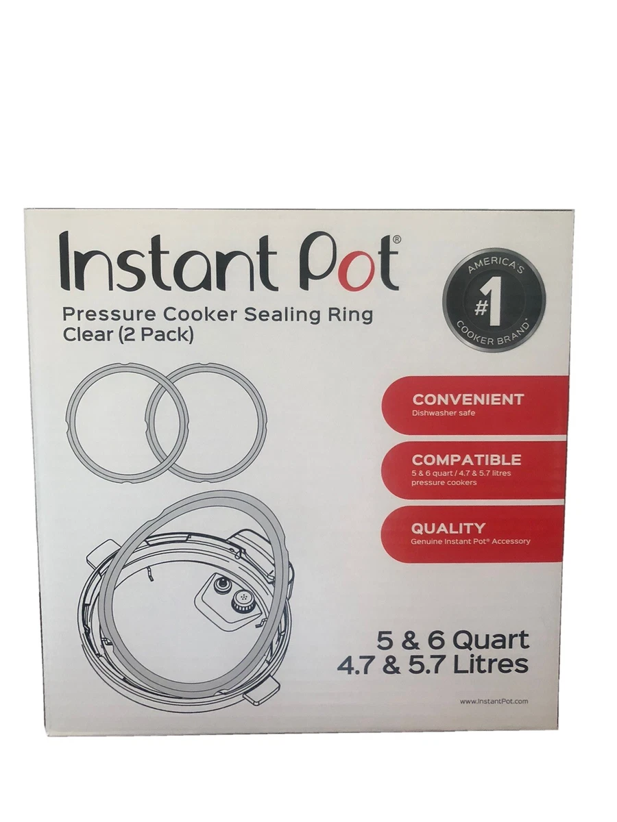 Instant Pot Pressure Cooker Sealing Ring 5 & 6 Quart 2 Pack Clear New