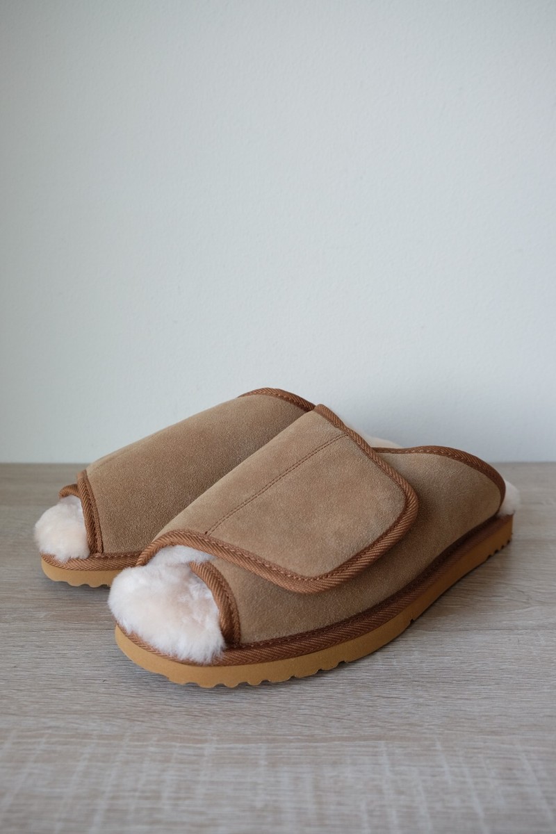 A++ Vermont Country Store Sheepskin Adjustable Scuffs 13 