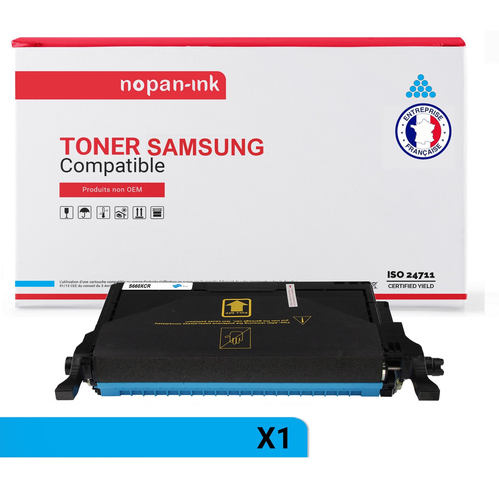 Toner cyan compatible Samsung CLP-660B ELS Nopan-Ink pour imprimante laser