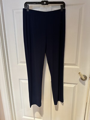 Clara Sun Woo Navy Blue Pull On Ankle Pants Elastic Band Size Small Made in USA