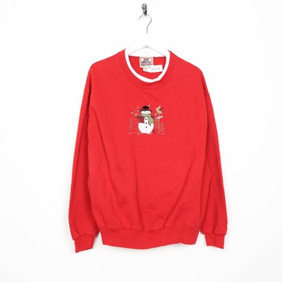 red graphic sweater