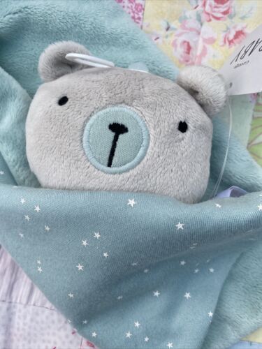 BNWT blue baby comforter TEDDY BEAR soft toy baby STAR blanket George / Asda NEW - Zdjęcie 1 z 12