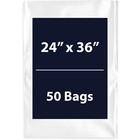 24" x 36" 50 Bags, 2Mil Flat Open Top Plastic Packaging Ldpe Clear Poly Bags