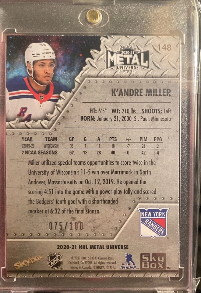 2020-21 Skybox Metal Universe - Rookie Card PMG Red #148 K'andre Miller - Image 2 of 2