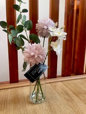 Next Artificial Peony & Eucalyptus flowers in glass vase 37cm/faux plants indoor