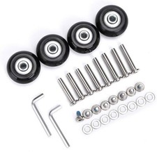 40Mm X 18Mm Luggage Replacement Wheels Set Of 4 Black Rubber Wheels With Axles