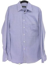 Canali Men's 100  Cotton Barrel Cuff Solid Dress Shirt Size 40 - 15 3 / 4 Blue