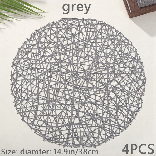 4X Round PVC Cup Mug Coaster Plate Pad Table Mat Placemat Restaurant Kitchen Set - Picture 4 of 13