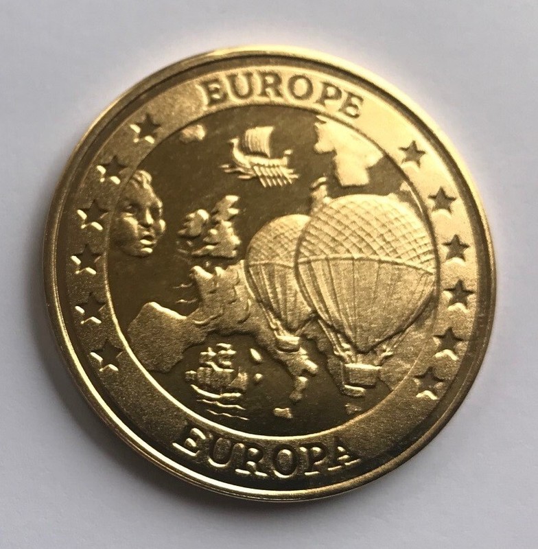 1994 Monaco/Great Britain Large Goldplated 1 ECU Air Balloon- Trial strike