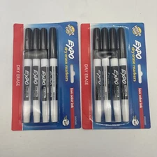 Expo Dry Erase Markers Black Fine Tip 2 Packs of 4 (8 Total) New Sealed