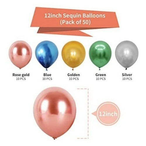 Metallic Balloons Shiny Colorful Party Decorations Birthday Celebration 50 Pack - Picture 2 of 5