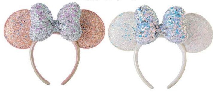 NWOT Tokyo Disney Smoky Sequin Mickey Minnie Mouse Ears Headband Tokyo Disney Sea 20th Ears Headband White and Pink Set of 2  main image 3