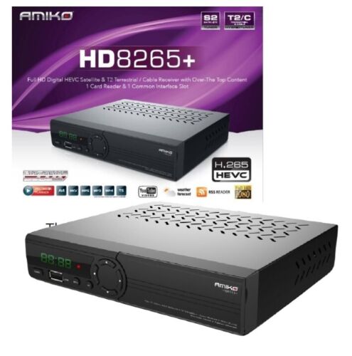 Amiko HD8265+Combo DVB-S2 + DVB-T2/C For UK Freeview HD Satellite TV Free To AIR - Picture 1 of 6