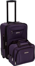 New Rockland Two Wheeled Carry On 20" Luggage Suitcase 2 PC Set Purple
