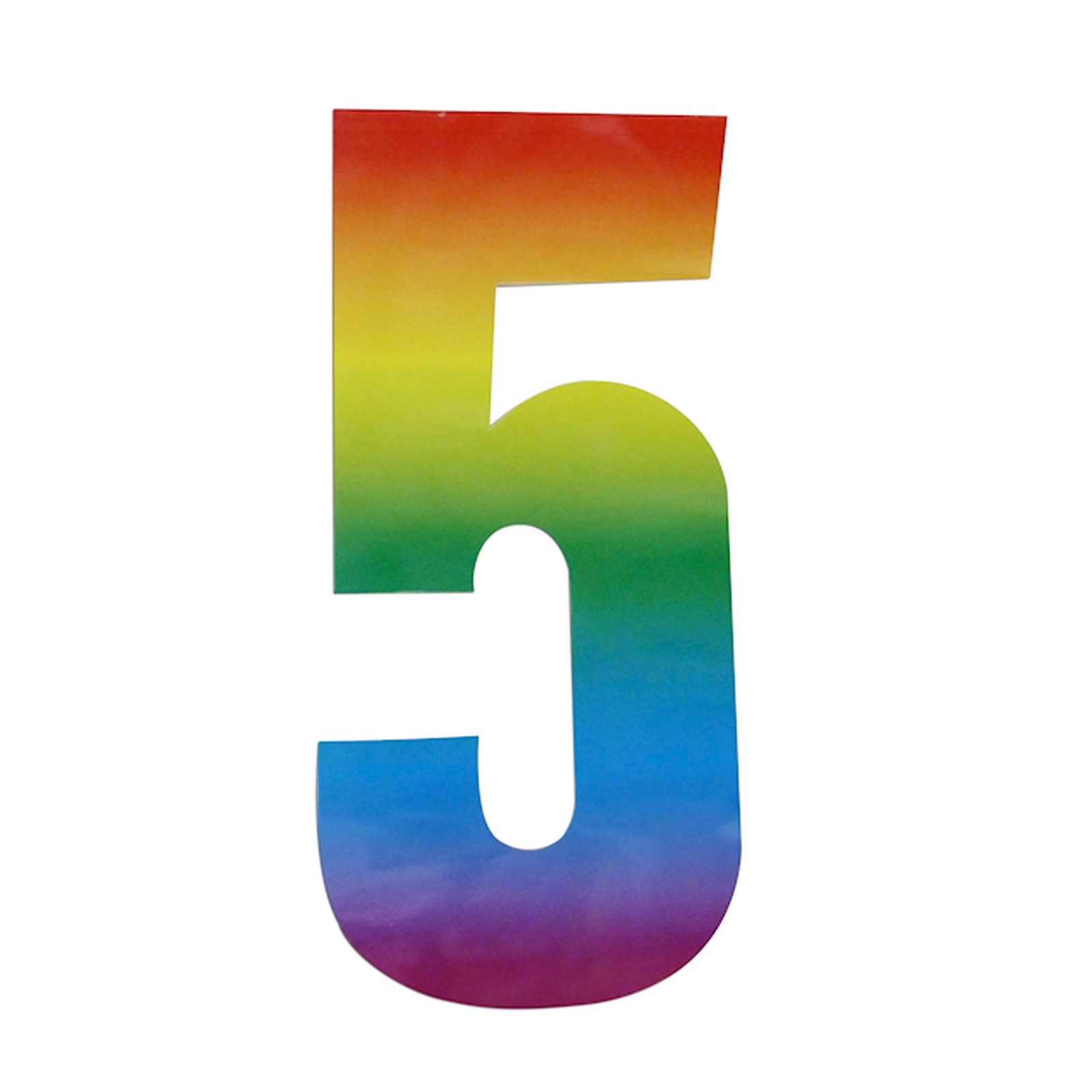 Wheelie Bin/Recycling Box Number Sticker Label - Rainbow - 5