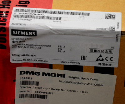 SIEMENS 6FC5303-0AF50-3BA1 FS: J Operator Panel DMG MORI NEU OVP versiegelt
