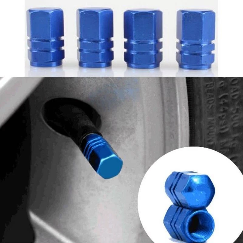 Azul 4 PIEZAS/CONJUNTO Aluminio Auto Accesorios Para Automóviles Cubierta Válvulas Neumático Coche Decorar Foto 2 de 4