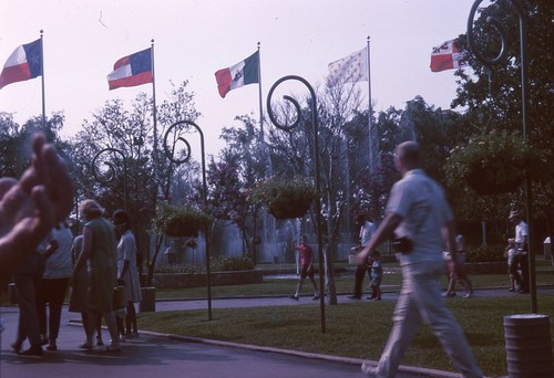 1965 Slide People Near Fountains Flagpoles Six Flags Over Texas Amusement Park