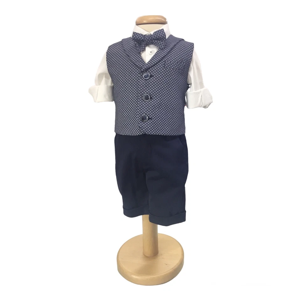 COMPLETO SET VESTITO GILET SMANICATO CERIMONIA ELEGANTE BATTESIMO CARLO PIGNATEL - Immagine 2 di 4