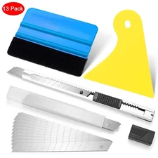 13pc Car Vinyl Wrap Tool Kit Tint Squeegee Knife Blades Window Film Set Black
