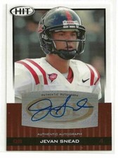 2010 SAGE Hit Football Jevan Snead Autographed Rookie Card . rookie card picture