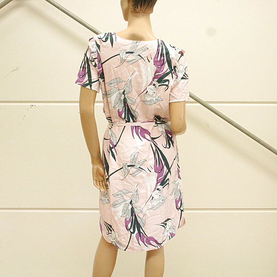 KAFFE Kleid florale Muster und Bindegürtel rosa bunt Gr. 38 Impressionen - Bild 3 von 4