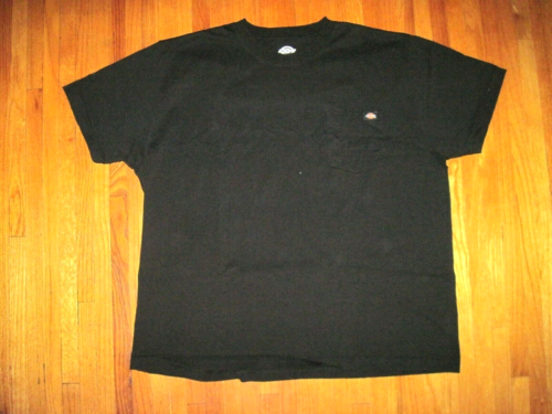 Vintage Big & Tall Dickies Solid Black Heavyweight Pocket T-Shirt Size 3XL New