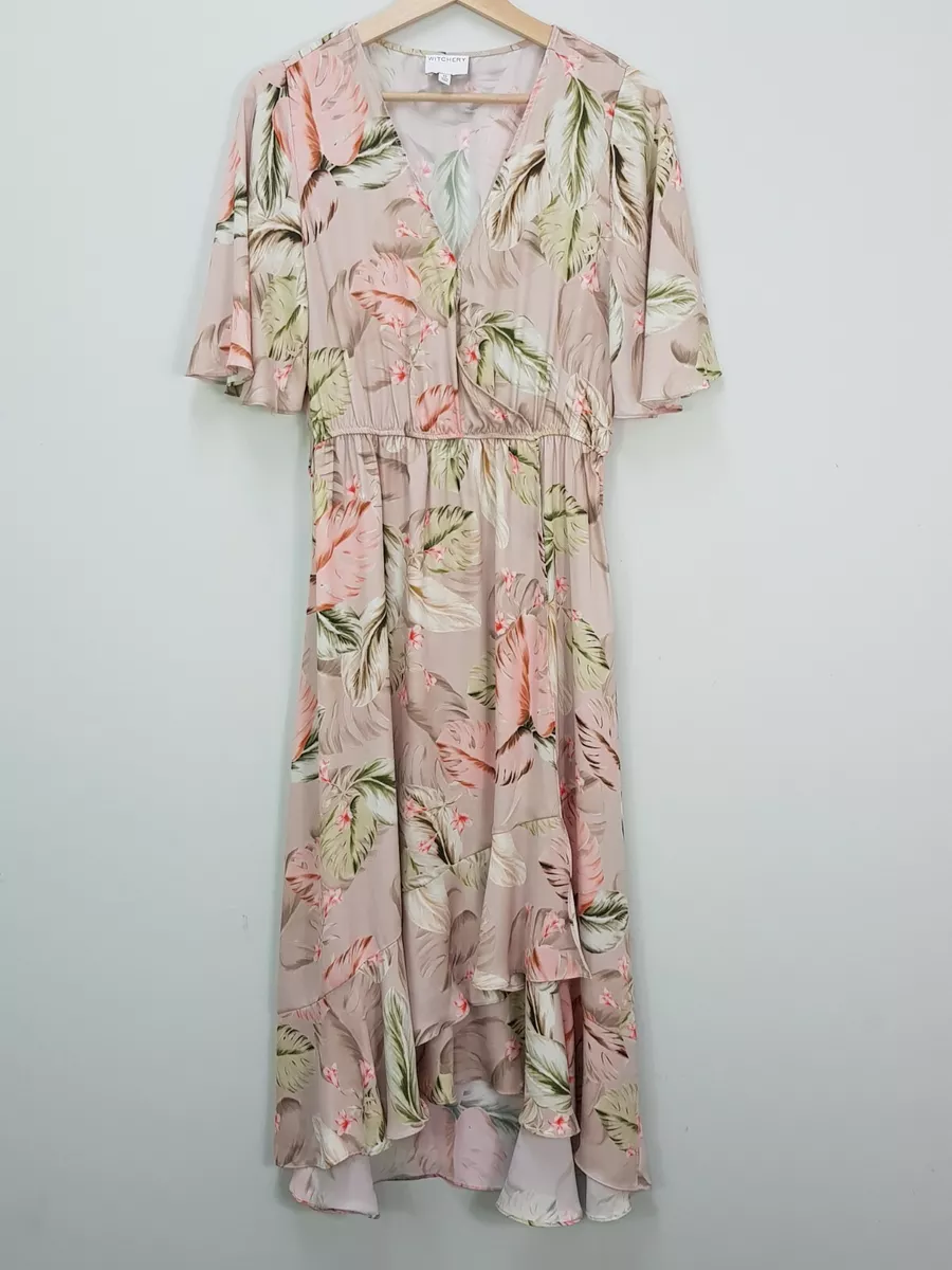 WITCHERY Womens Size 10 Floral Print Wrap ruffle Dress