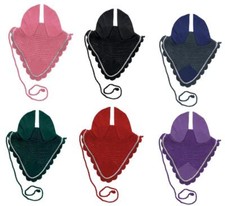 Horse Fly Bonnet Veil Ear Covering Protection Style. Red Purple Pink Green Blu