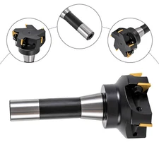 90 Degree Indexable End Mill 3'' Cutting Depth R8 Shank End Mill 5 Flutes+Key US